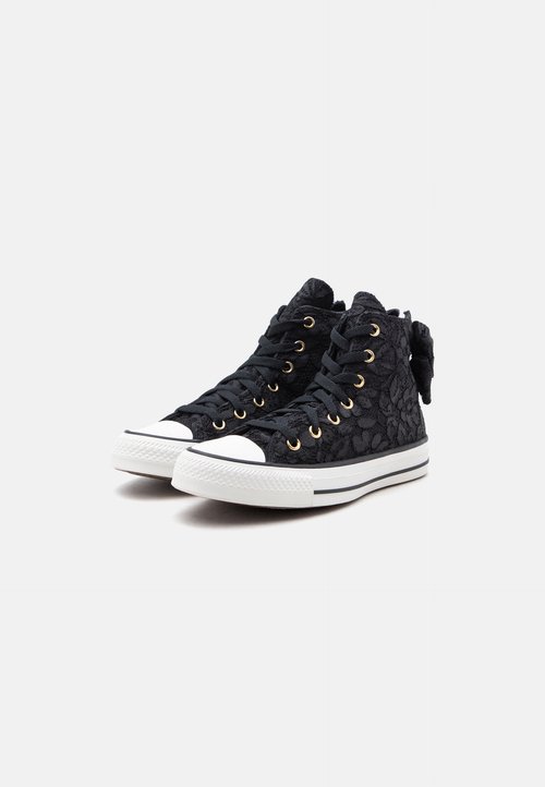 Converse CHUCK TAYLOR ALL STAR BOWS AND LACE UNISEX - Zapatillas altas - black/metallic light gold-coloured — photo 2