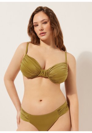 Calzedonia, SHINY SATIN BALCONETTE - Top de bikini - metallic green