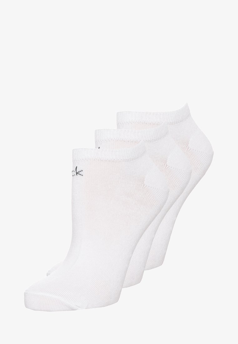White ankle socks set of three, made from soft cotton blend, featuring ribbed cuffs and subtle branding near the top edge.