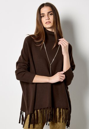 ROLL NECK FRINGE - Pullover - brown