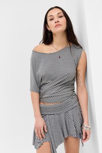 LIVIA STRIPE OFF-SHOULDER - Blusa - grey