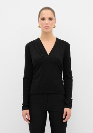 V NECK - Maglietta a manica lunga - black