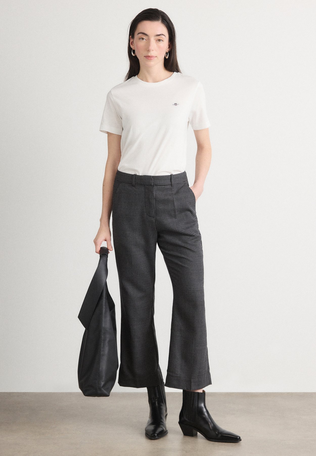 CHECKED CROPPED FLARE SLACK