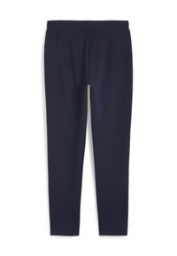 Marinblå leggings med mjukt, stretchigt tyg, elastiskt midjeband och strömlinjeformat design utan synliga fickor eller dekorationer.