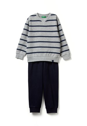 SET WITH STRIPED PRINT - Trainingsanzug - grey/dark blue