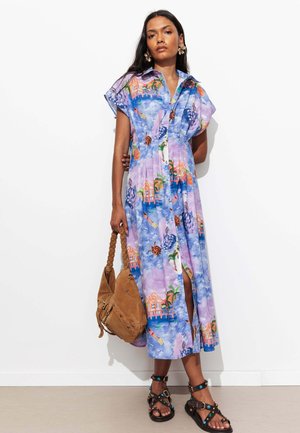 Promod, ROBE-CHEMISE MOTIF PAYSAGE - Robe chemise - imprimé bleu
