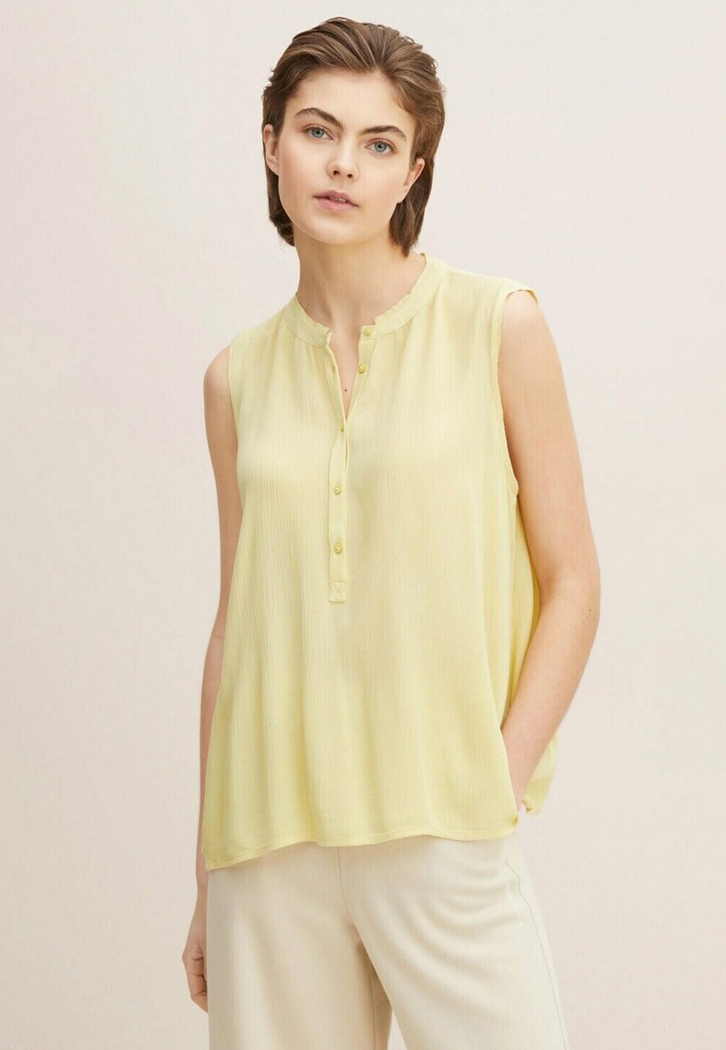 TOM TAILOR Blusa Basic Donna | 100% Viscosa | Colletto Kent E Senza Maniche | Perfetta Per Look Estivi E Primaverili | Lavabile In Lavatrice - 6