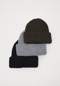 Pier One UNISEX 3 PACK - Gorro - black/grey/khaki