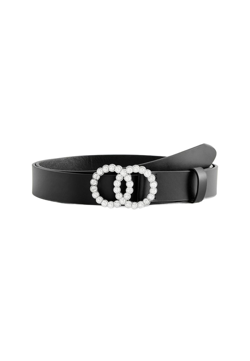 Next DOUBLE CIRCLE BUCKLE REGULAR  - Diržas - black silver diamante