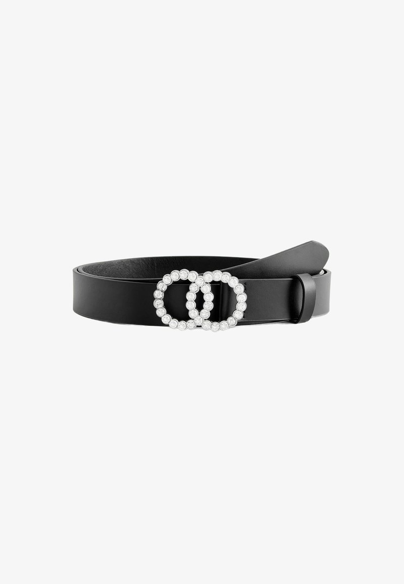 Next DOUBLE CIRCLE BUCKLE REGULAR - Opasok - black silver diamante