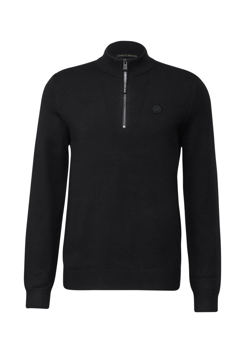 Street One MEN SOFTER HALFZIP Strickpullover schwarz Zalando