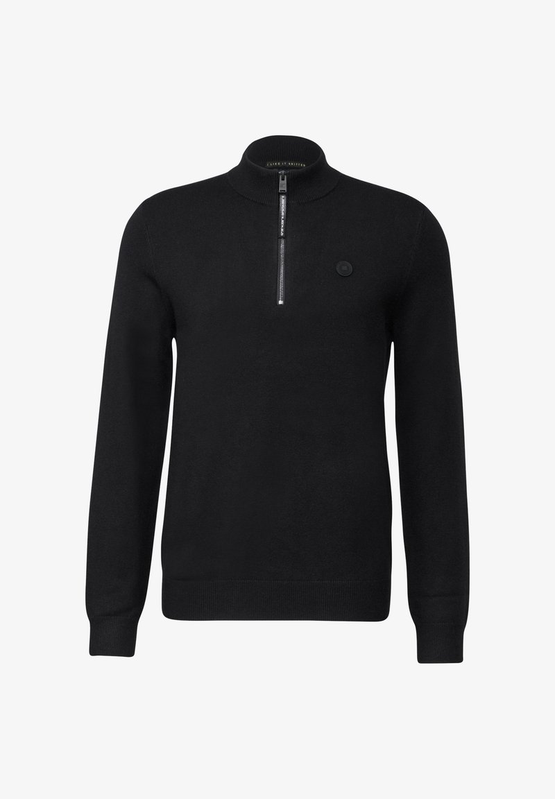 Street One MEN SOFTER HALFZIP Strickpullover schwarz Zalando