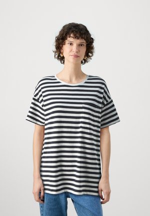 Marc O'Polo DENIM STRIPES CHEST - Tricou cu imprimeu - black