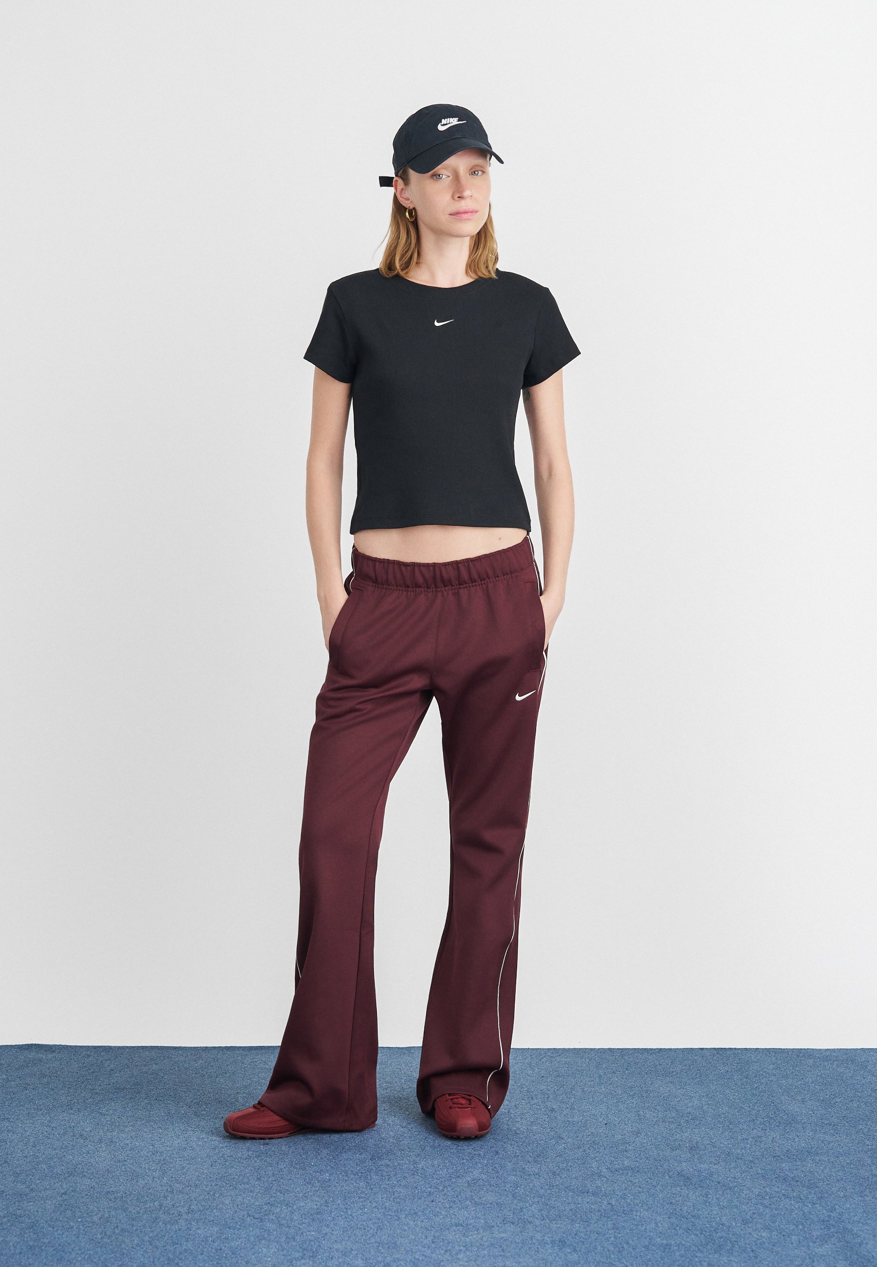 nike essential burgundy tracksuit