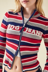 BDG Urban Outfitters STRIPE ZIP THROUGH - Kardigan - red
