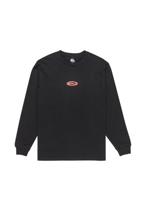 Čierne tričko s dlhým rukávom vyrobené z bavlny, s malým červeným logom na strednej časti hrudníka. Hladká textúra s rebrovanými manžetami. Nepreberný dizajn.