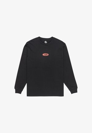 Čierne tričko s dlhým rukávom vyrobené z bavlny, s malým červeným logom na strednej časti hrudníka. Hladká textúra s rebrovanými manžetami. Nepreberný dizajn.