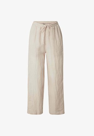 LINEN PANTS RIBBON - Tygbyxor - beige linen