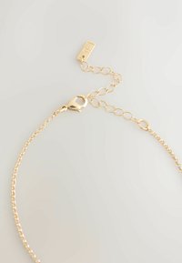 Gouden armband met een karabijnsluiting en verstelbare schakels. Gladde textuur met een uniforme glans overal.