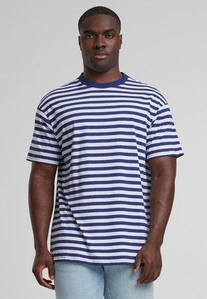 Urban Classics REGULAR STRIPE  - T-shirt print - white darkblue