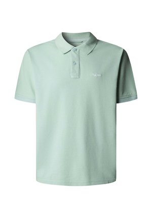 Világoszöld pólóing puha anyagból, klasszikus gallérral, kétgombos patenttal és mellrészen hímzett logóval.