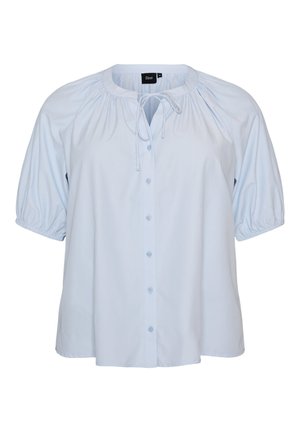 Zizzi, HEMDBLUSE MIT KNOPFLEISTE UND BINDEGÜRTEL - Blúzka - blau