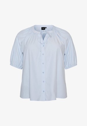 Zizzi, HEMDBLUSE MIT KNOPFLEISTE UND BINDEGÜRTEL - Blúzka - blau