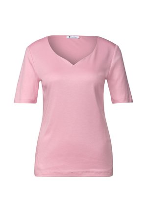 Street One, SHORT-SLEEVE SHIRT WITH HEART NECKLINE - T-shirt basique - vintage blush