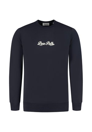 Navyblaues Sweatshirt aus Baumwollmischung, mit Rundhalsausschnitt, langen Ärmeln und "Pure Path" in Weiß auf der Brust gestickt.