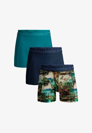 MUCHACHOMALO 3 PACK PRINT SOLID - Kitsad bokserid - print blue