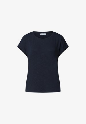 Street One, DROP-SHOULDER SHIRT WITH ROUND NECK - T-shirt basic - shadowed navy