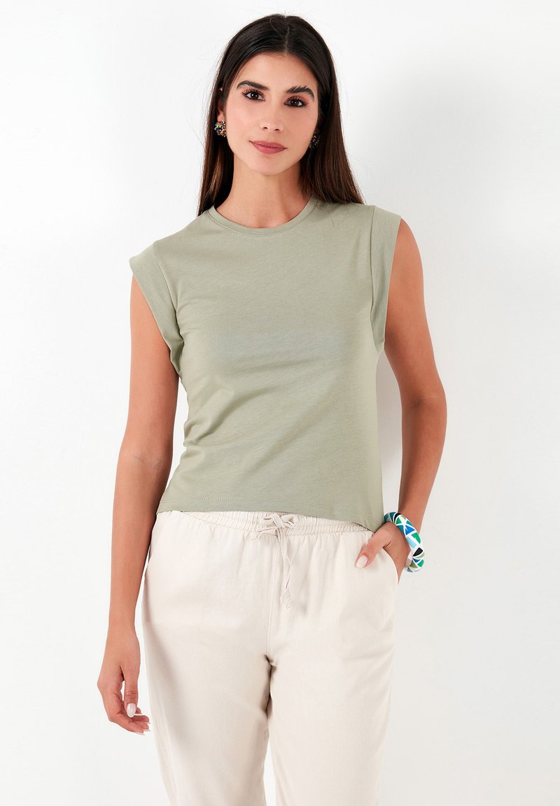 LELA CREW NECK - Paprasti marškinėliai - olive
