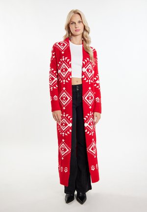 LONG LOMASI - Strickjacke - rot weiss