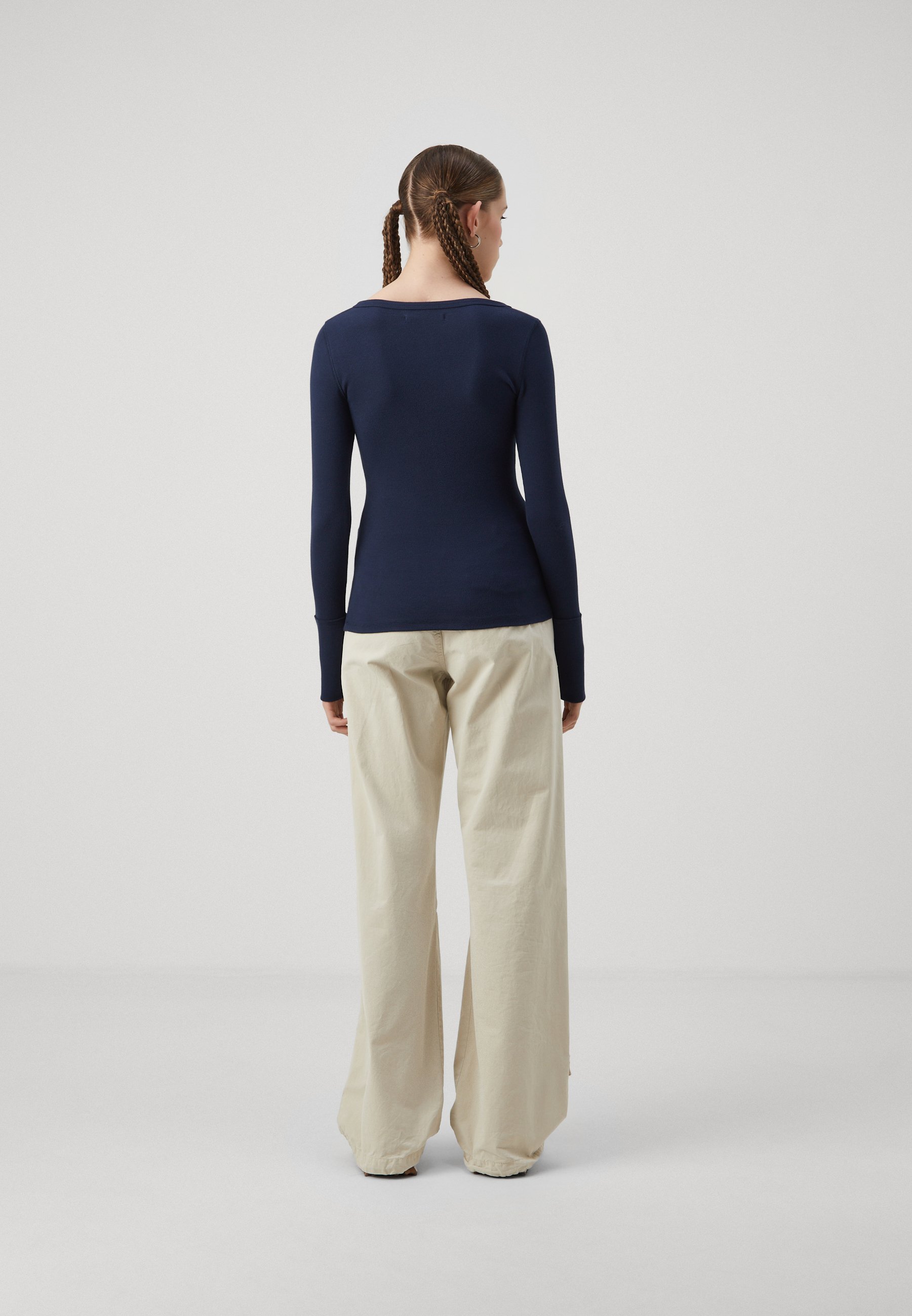 Cioatin Crop Top Maniche Lunghe Donna Con Bottoni Henley | Maglietta Y2K Slim Fit In Cotone | Autunno Outfit S M L