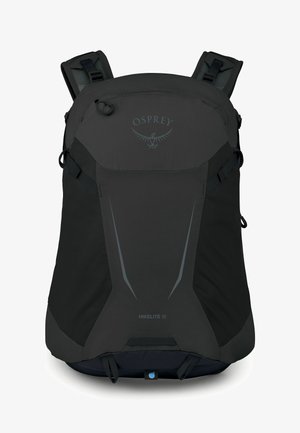 Sac à dos Osprey Hikelite 18 noir avec bretelles rembourrées, poche avant zippée et poches latérales en maille.