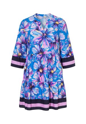 Angel of Style, LONG TUNIC, FLORAL PRINT, 3/4 SLEEVES, FLOUNCES - Tunikaer - blue