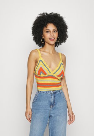 ONLY Petite ONLAMY HALTER NECK - Top - yolk yellow/blue/infinity/spicy orange