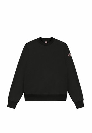 Zwarte sweatshirt van katoen, met een ronde hals, lange mouwen, ribgebreide manchetten en zoom, gekenmerkt door een klein logo op de linkermouw.