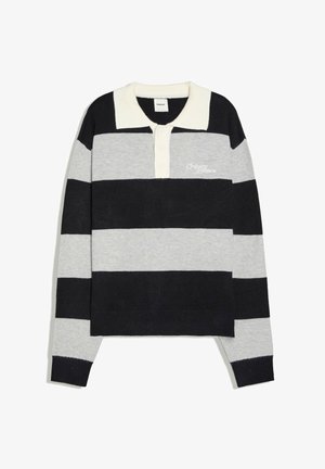 Bershka, STRIPED CONTRAST POLO COLLAR - SWEATER - Polo - royal blue