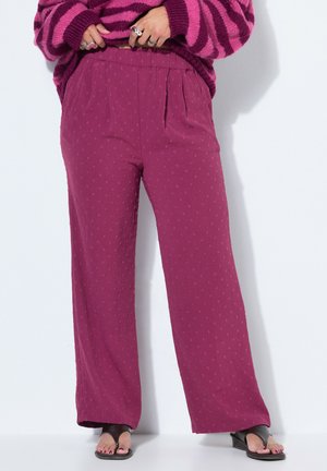 WIDE LEGS HIGH WAIST DOT TEXTURE - Stoffhose - aubergine