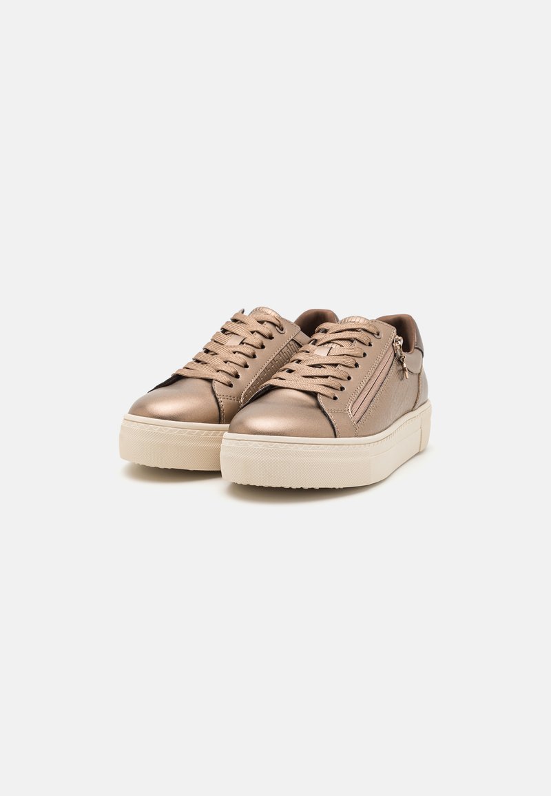 Weie Sneaker Plateau Sneaker Sneaker High Damen Gold Damen Plateau