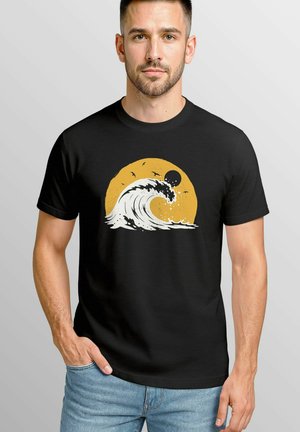 WELLE MARITIM MEER SURFING GRAFIK SOMMER - T-Shirt print - schwarz