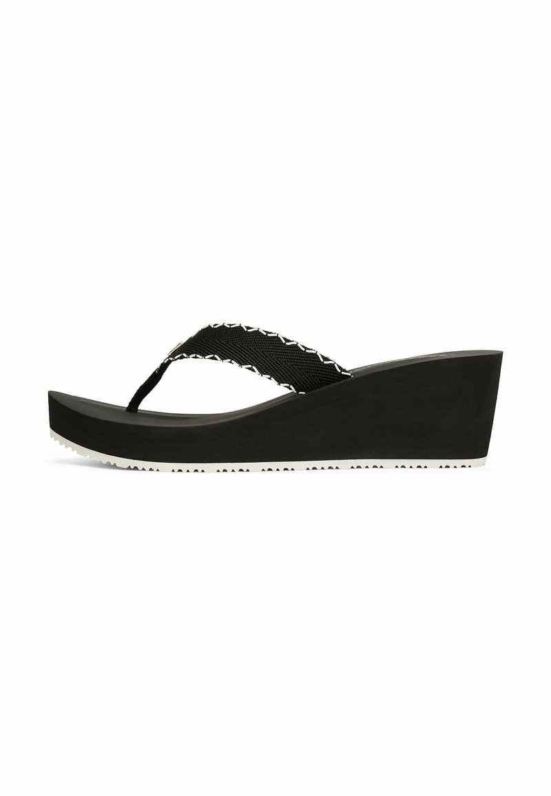 Tommy Hilfiger MONOGRAM WEDGE FLIP-FLOPS - T-bar sandals - black