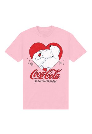 COCA COLA HUGGING BEARS - Print T-shirt - cotton pink