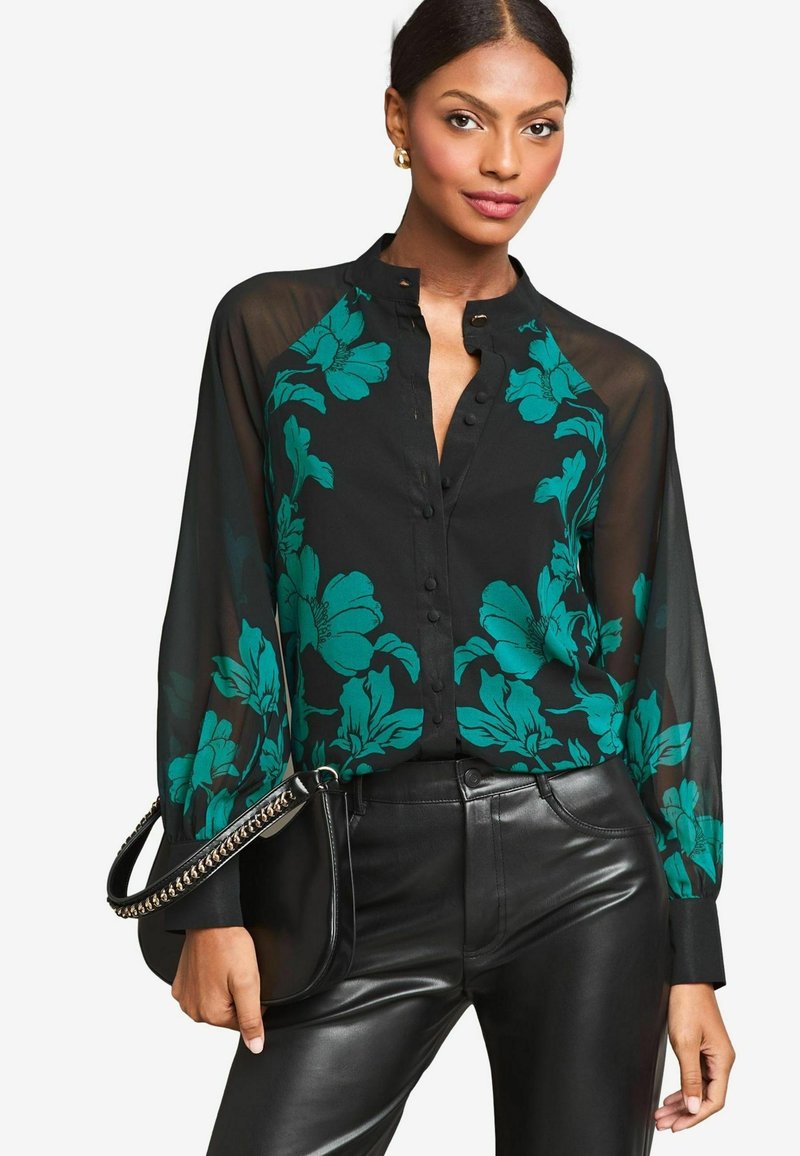 Lipsy REGULAR FIT - LONG SLEEVE GRANDAD COLLAR - Nööpidega pluus - black