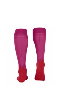 Calze al ginocchio in un vivace rosa e rosso, con una texture liscia, punta rinforzata e un branding discreto sul polsino.