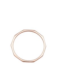 Roségoldenes achteckiges Armreif mit glatter, glänzender Oberfläche. Das Design zeichnet sich durch scharfe Winkel und eine durchgehende Form aus, die sich ideal zum Schichten eignet.