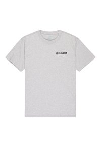 Šedé bavlněné tričko s krátkým rukávem a kulatým výstřihem. Obsahuje malé černé logo "ELEMENT" na levé straně hrudníku.