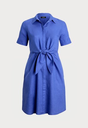 Lauren Ralph Lauren Woman TIE FRONT LINEN SHIRTDRESS - Blousejurk - blue lapis