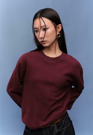 BASIC ROUND NECK - Top s dlhým rukávom - dark red